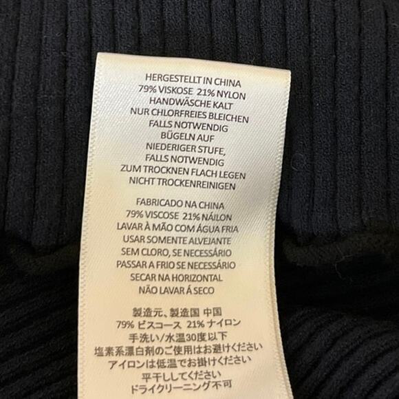 Joie Navy Blue Ribbed Knit Ruffle Short Sleeve Mock Neck Sweater Top Size M - Picture 4 of 4